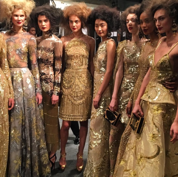 Models Pose BackStage at Naeem Khan FW16