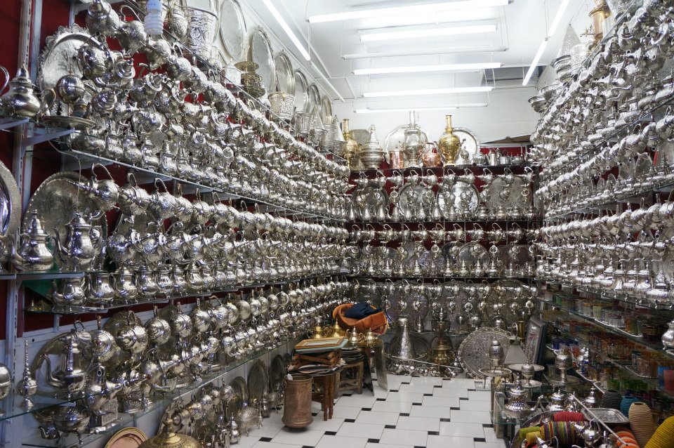 Tea sets at Marrekesh Souk in Morocco