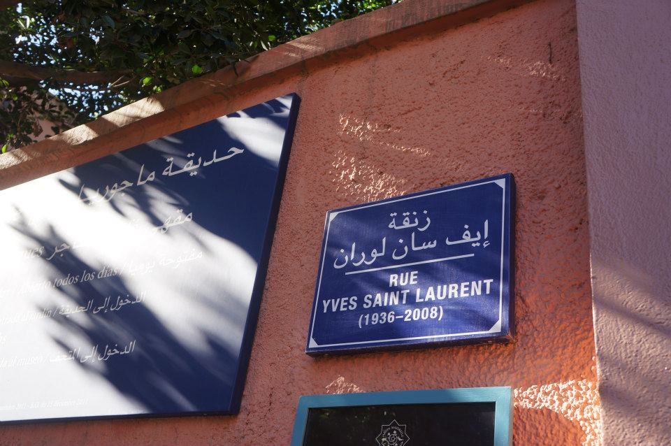 Yves Saint Laurent Marrekesh gardens sign