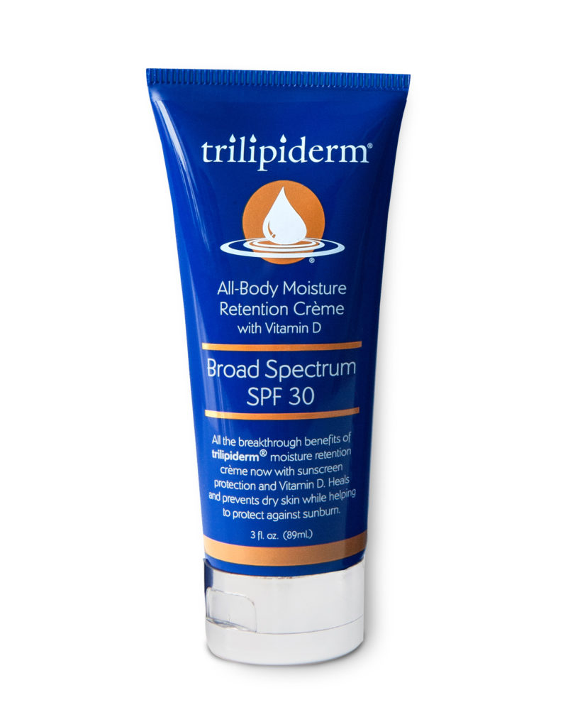 Tube of Trilipiderm All-Body Moisture Retention Creme with Vitamin D and SPF 30 skincare for the body