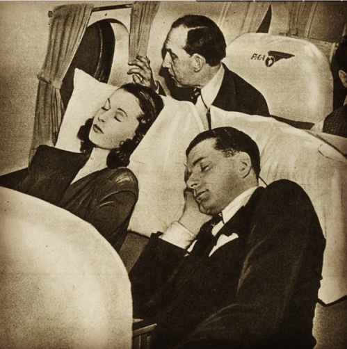 Vivian Leigh Lawrence and Olivier asleep on a plane