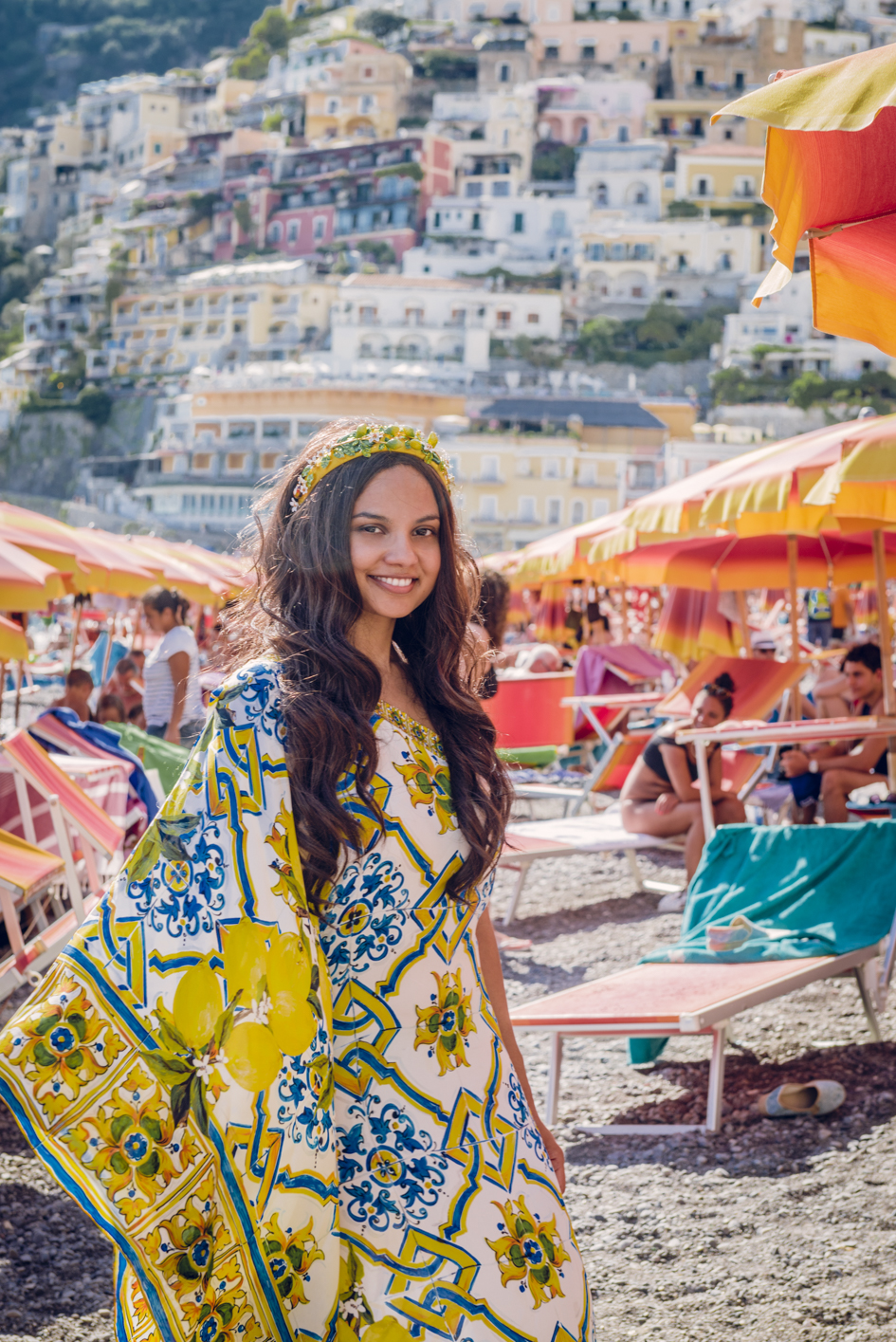 Christine Philip in Fornillo Beach, Positano