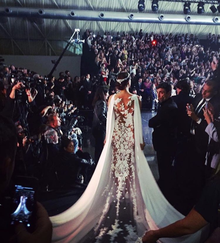 Courtesy of Irina Shayk, Instagram. Modeling for Pronovias Runway