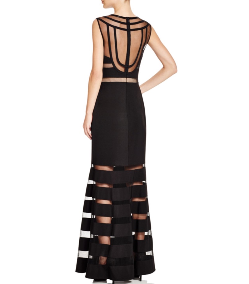 Js Collections Beaded Mesh Panel Gown