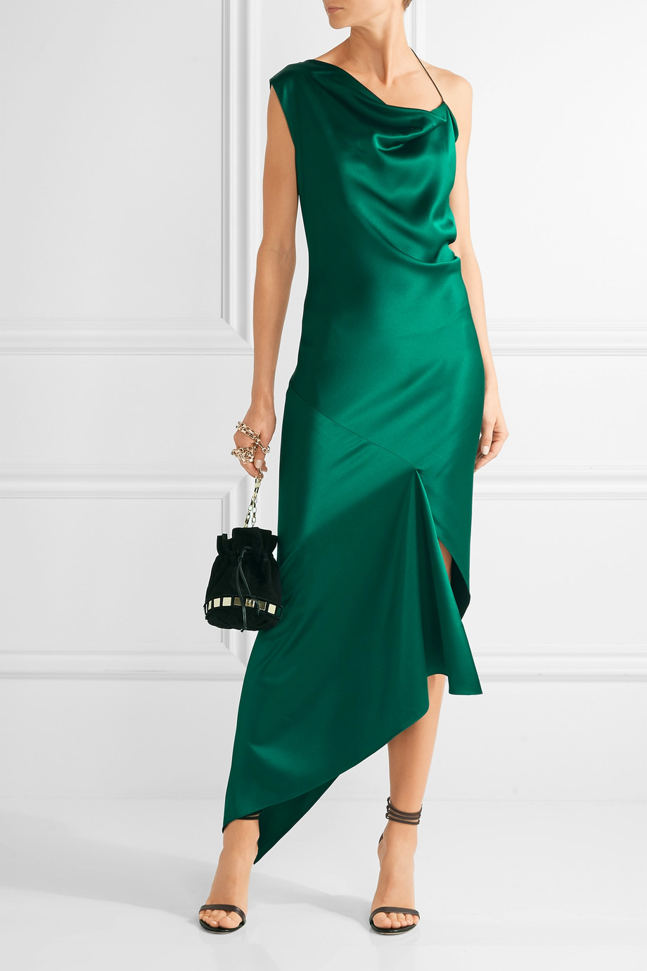 CUSHNIE ET OCHS Draped asymmetric silk-satin dress