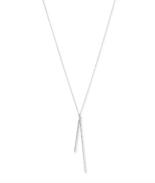 Vince Camuto Silver-Tone Pavé Bar Double Pendant Necklace