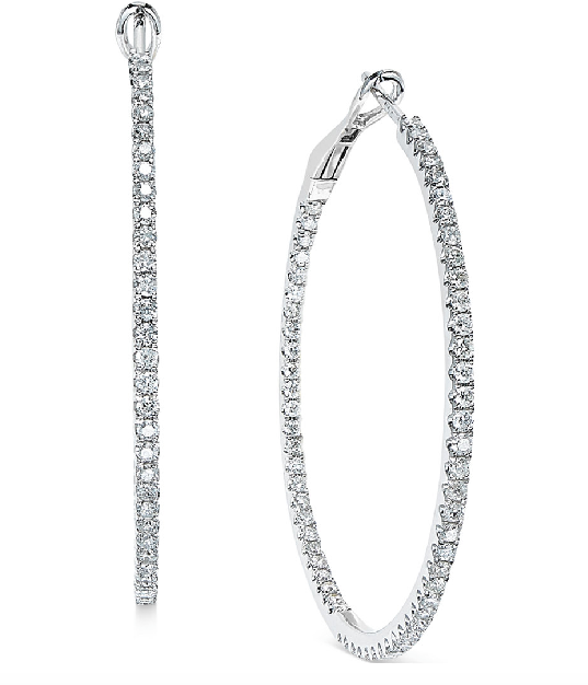 Diamond Hoop Earrings (1-1/2 ct. t.w.) in 14k White Gold