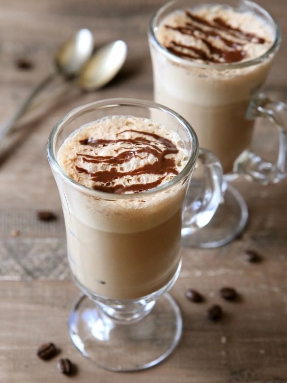 Cappuccino Cooler Topped With Chocolate Syrup via Completely Delicious