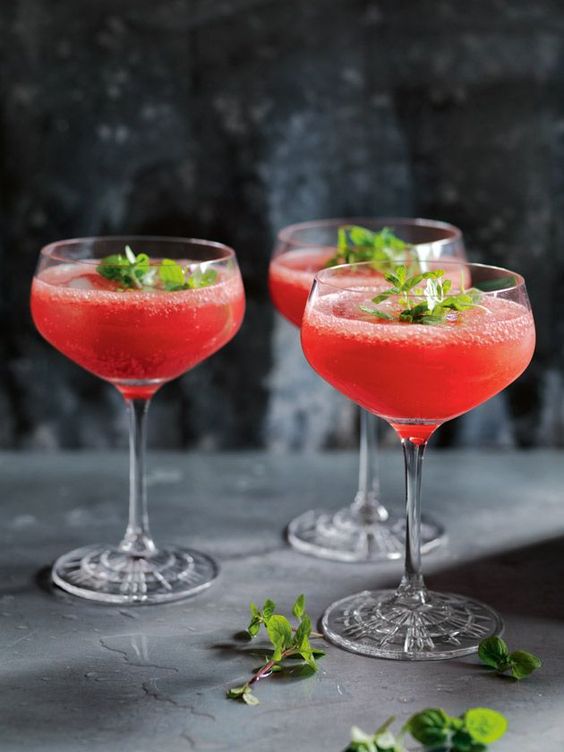 Watermelon Cooler Topped With Mint Leaves via Donna Hay