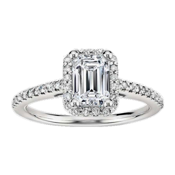 Emerald Cut Halo Diamond Engagement Ring