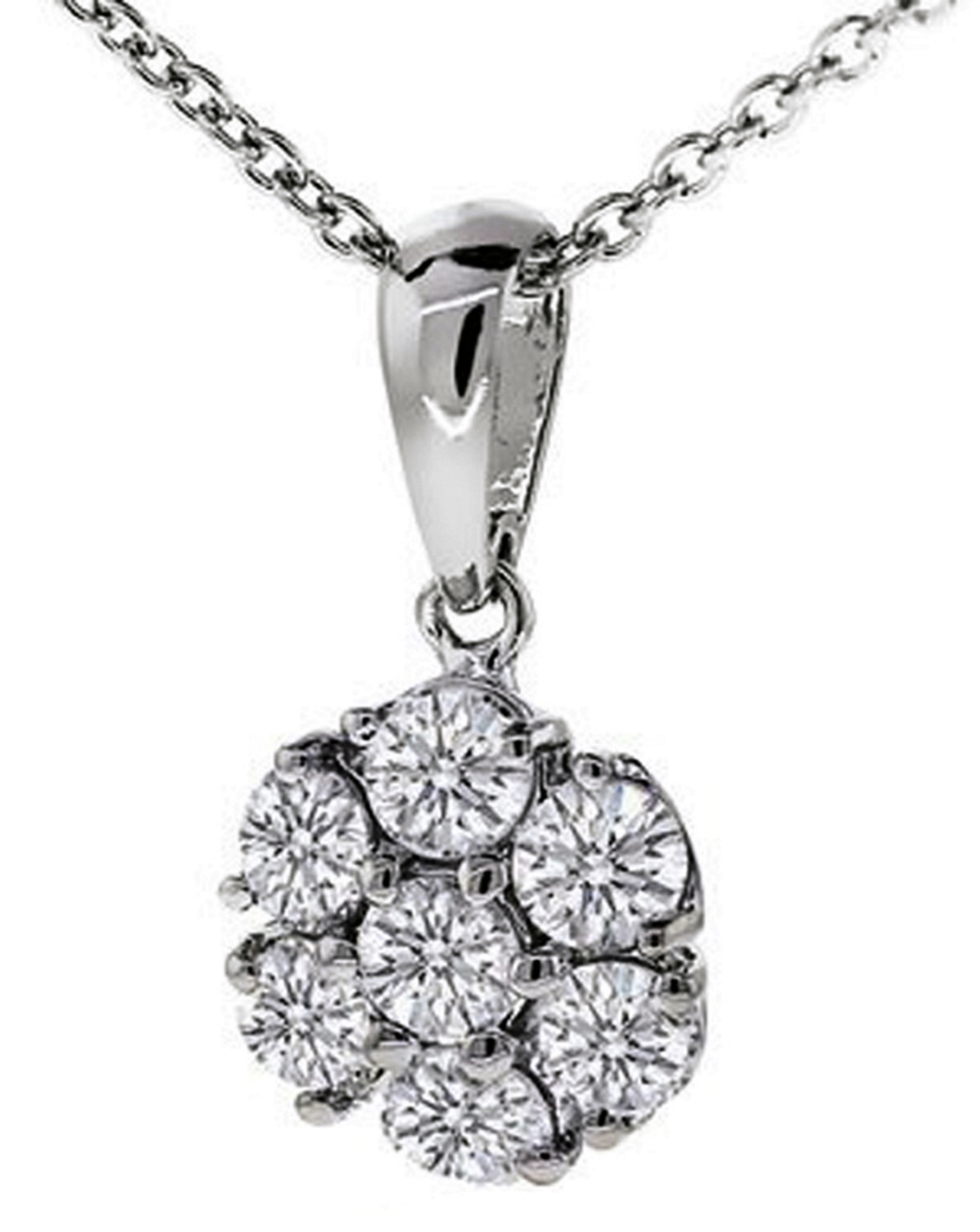 Tulcy Genuine Natural 0.40 Cttw Diamond Cluster Pendant Necklace In Sterling Silver