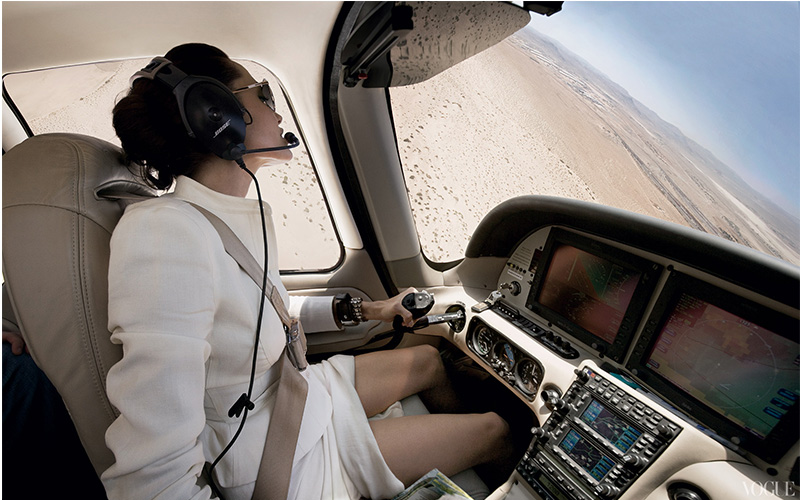 Angelina Jolie Piloting Plane, Vogue